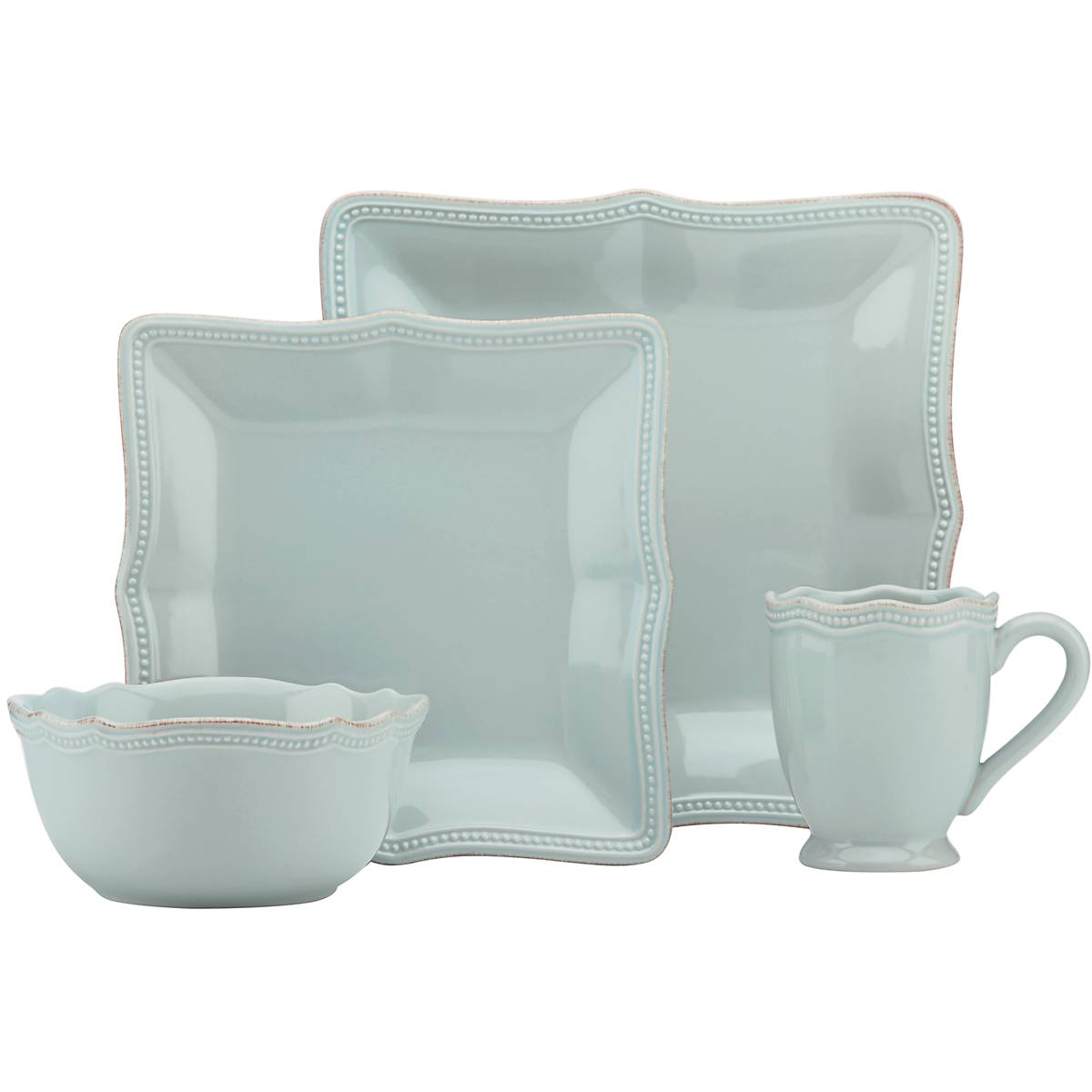 French Perle Bead Ice Blue™ Square Place Setting