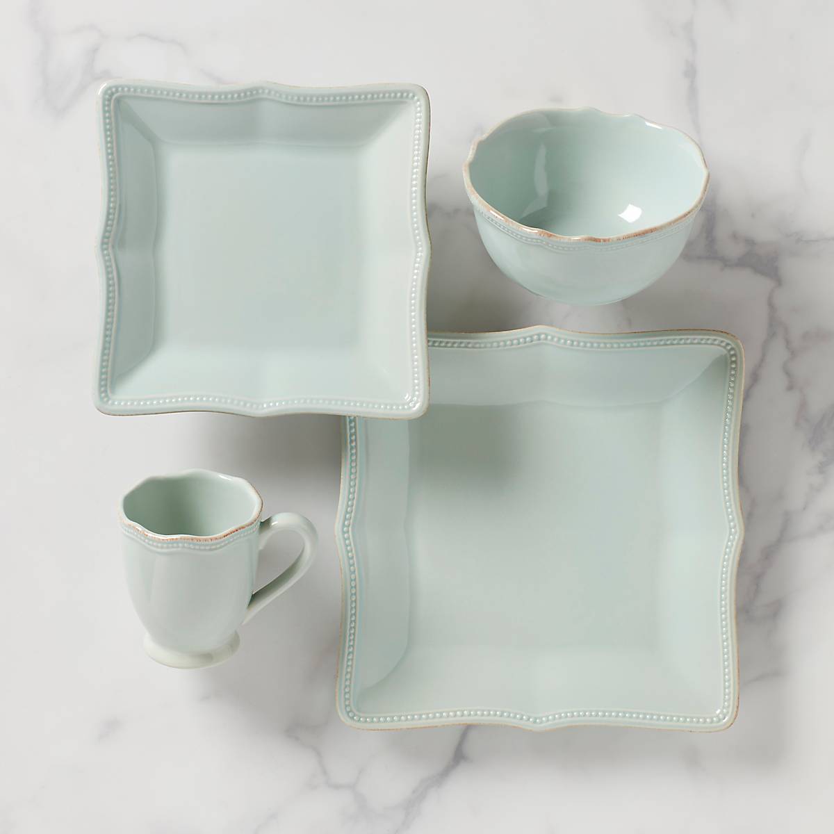 French Perle Bead Ice Blue™ Square Place Setting