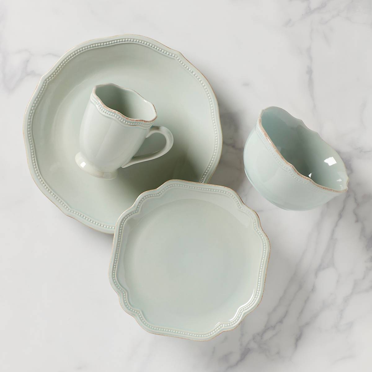 French Perle Bead Ice Blue™ 4-piece Place Setting