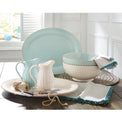 French Perle Groove Ice Blue™ 16" Oval Serving Platter